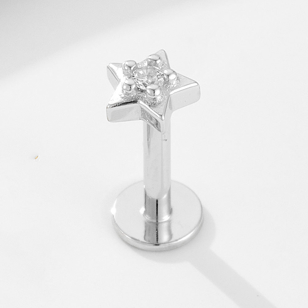 Planderful S925 Sterling Silver Earrings Geometric Star Zircon Set For Women Elegant Jewelry