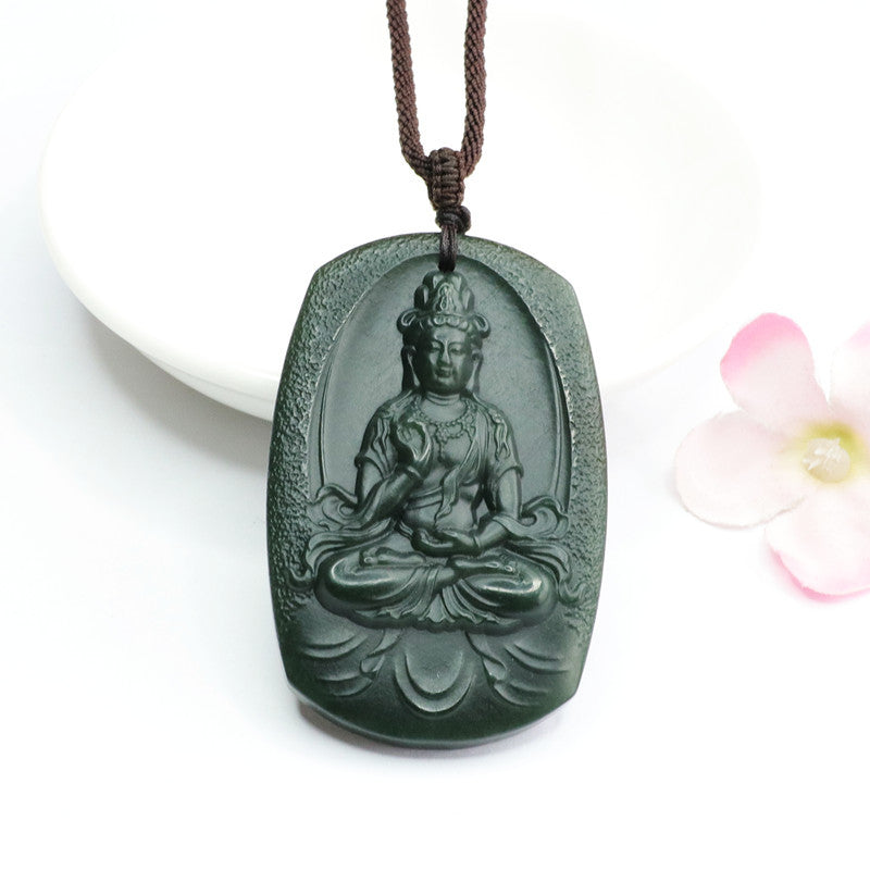 Taqing Hetian Jade Tara Plaque Pendant