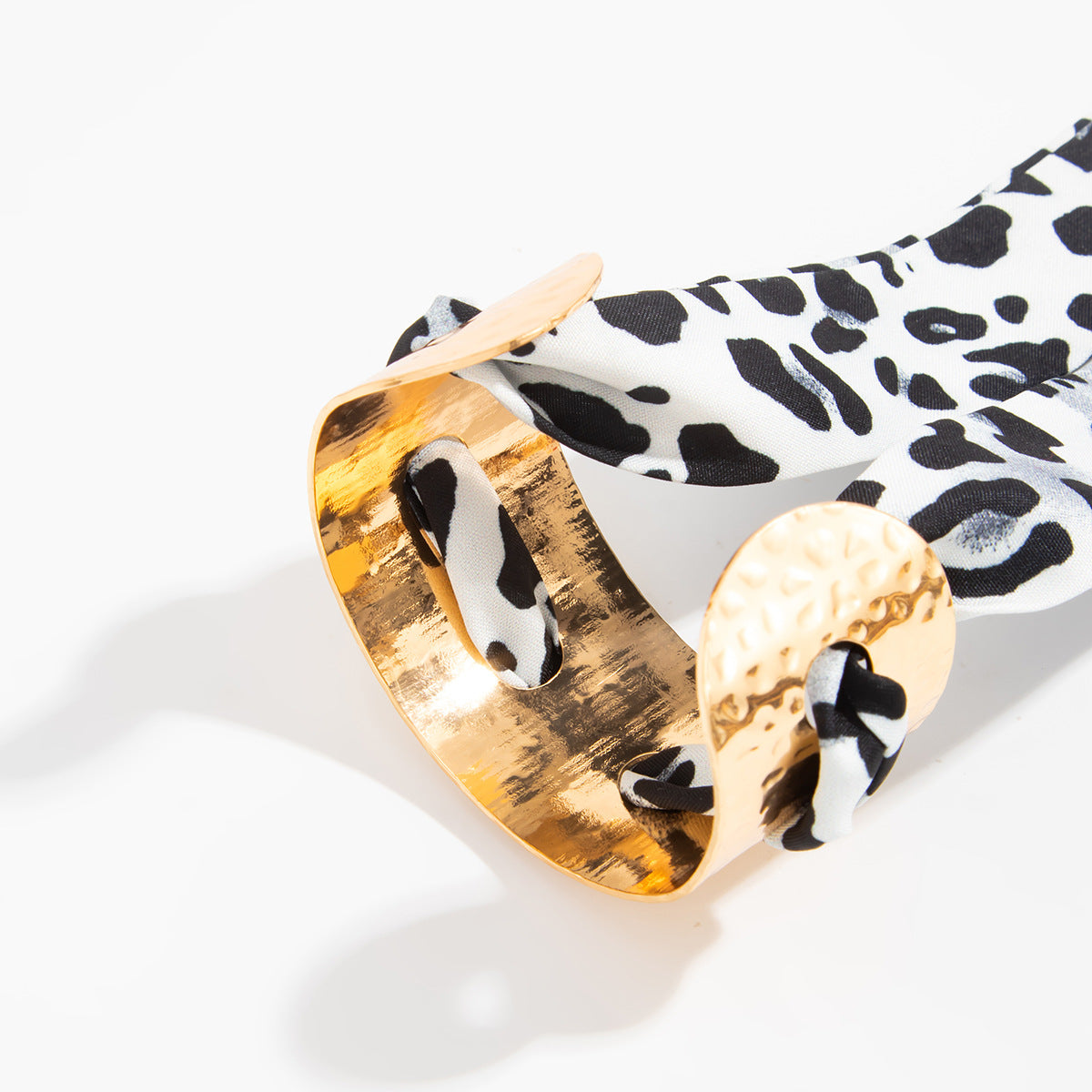 Planderful Collection Vienna Verve Bracelet For Women Hammer Pattern Wide Surface Opening Leopard Print Silk Scarf