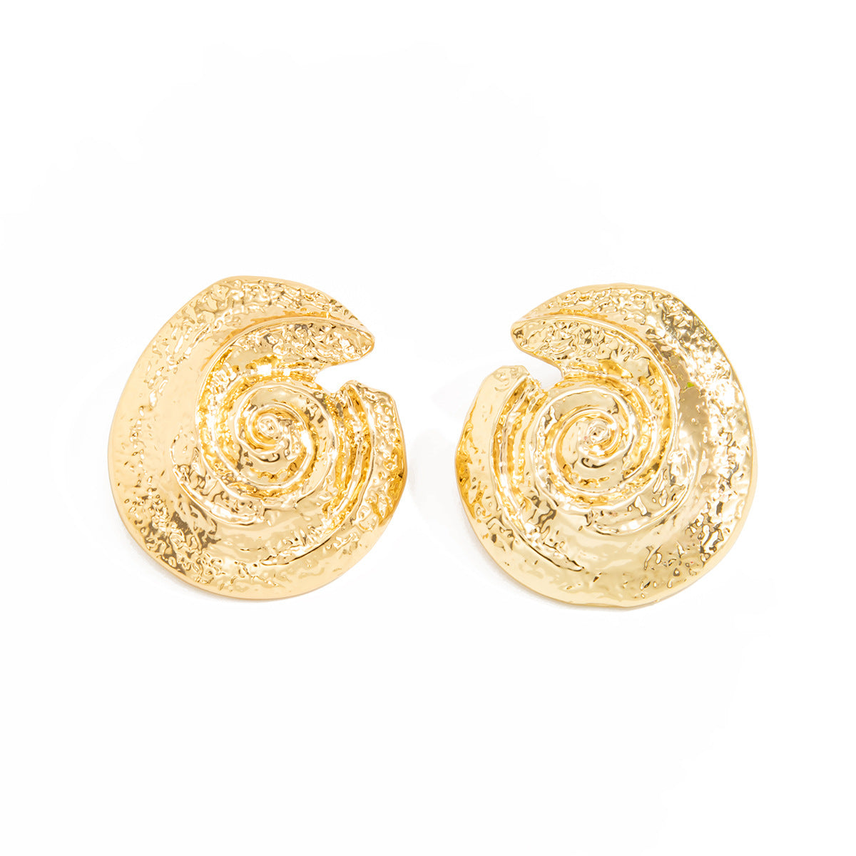 Planderful Geometric Stud Earrings Heavy Industry Texture Alloy Hammer Vortex Design For Women Statement Jewelry