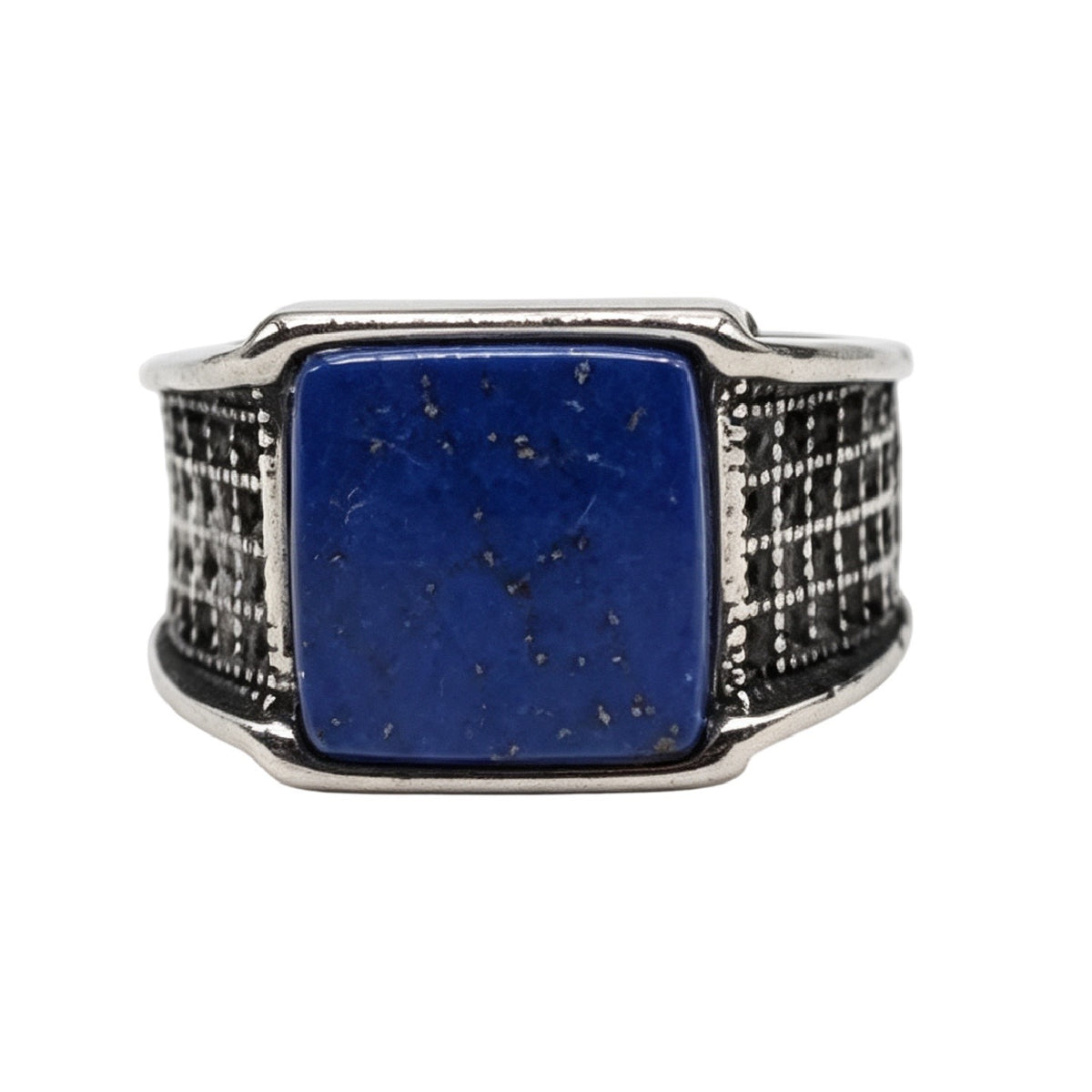 Textured Gemstone Titanium Steel Ring