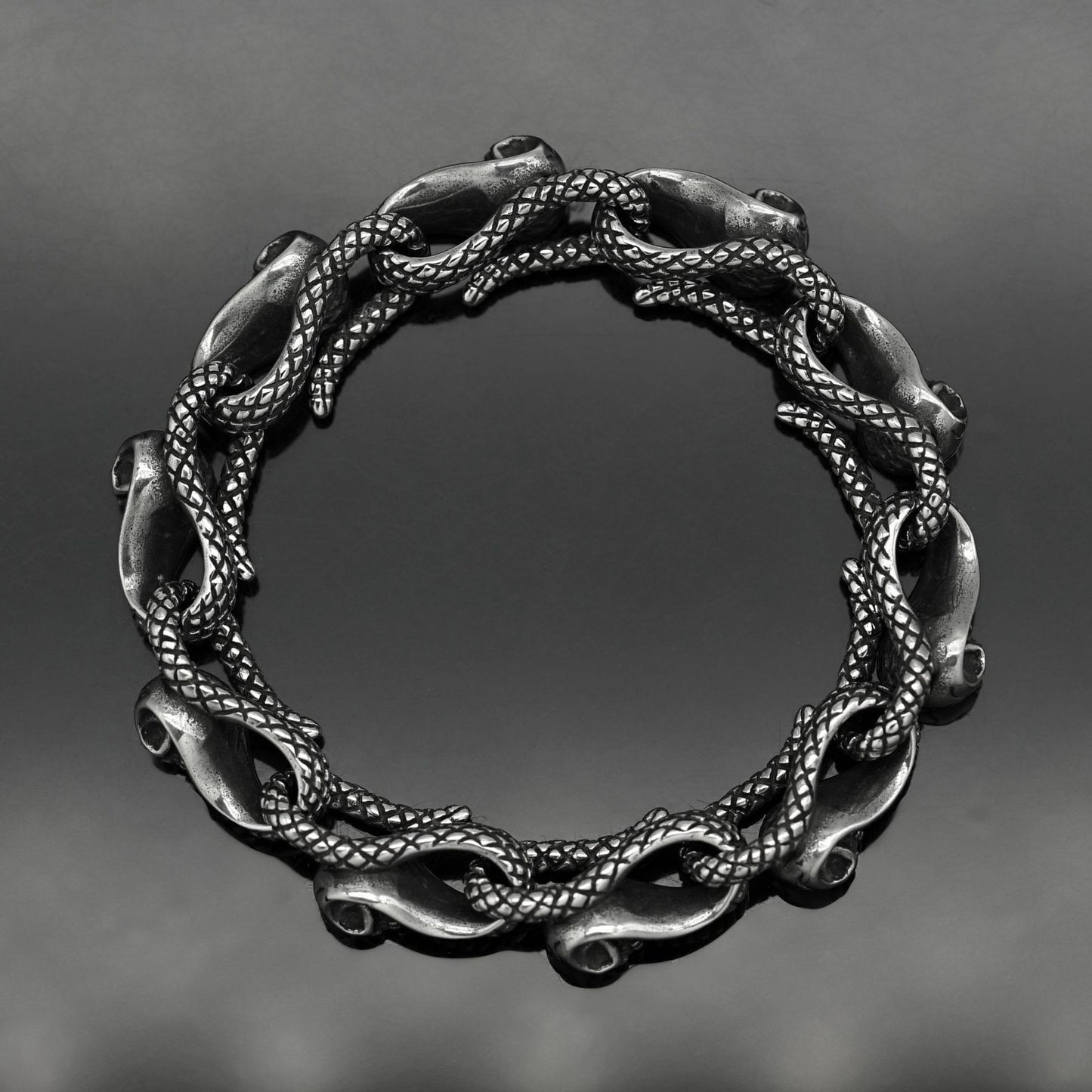 Planderful Skull Cobra Stainless Steel Bracelet for Men Unisex Punk Style Protection Statement