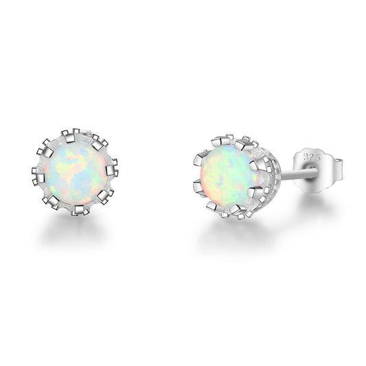 Planderful Jewelry Opal Sterling Silver Stud Earrings For Women Elegant Everyday Wear