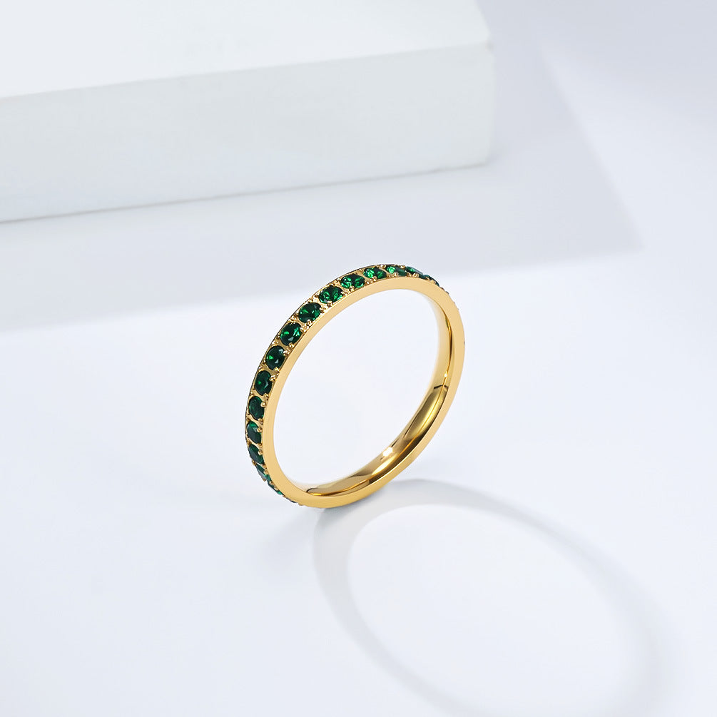 Planderful Titanium Steel Zircon Ring For Women Full Zircon Inlaid Light Luxury High End Niche Design