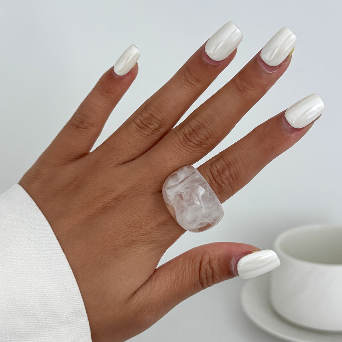 Planderful Vienna Verve Statement Ring Bread Shaped Wide Ring Maillard Color Hand Jewelry For Bold Fashion Lovers