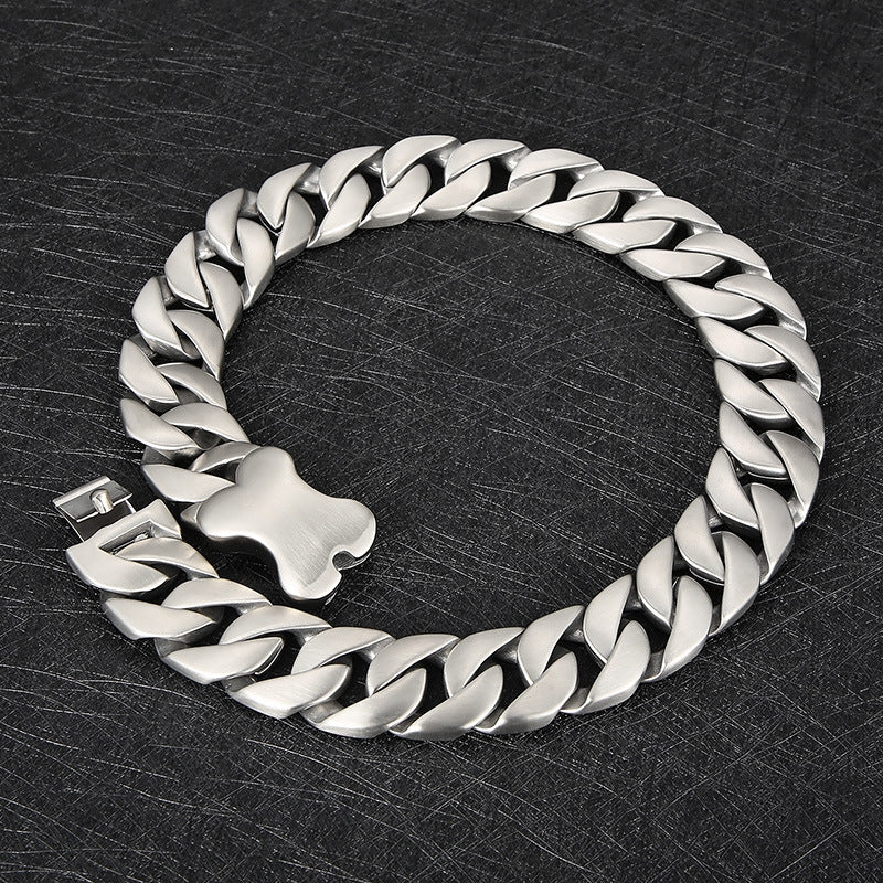 Trend Bone Buckle Necklace Decoration, Simple And Encrypted Sand Surface Cuban Chain Titanium