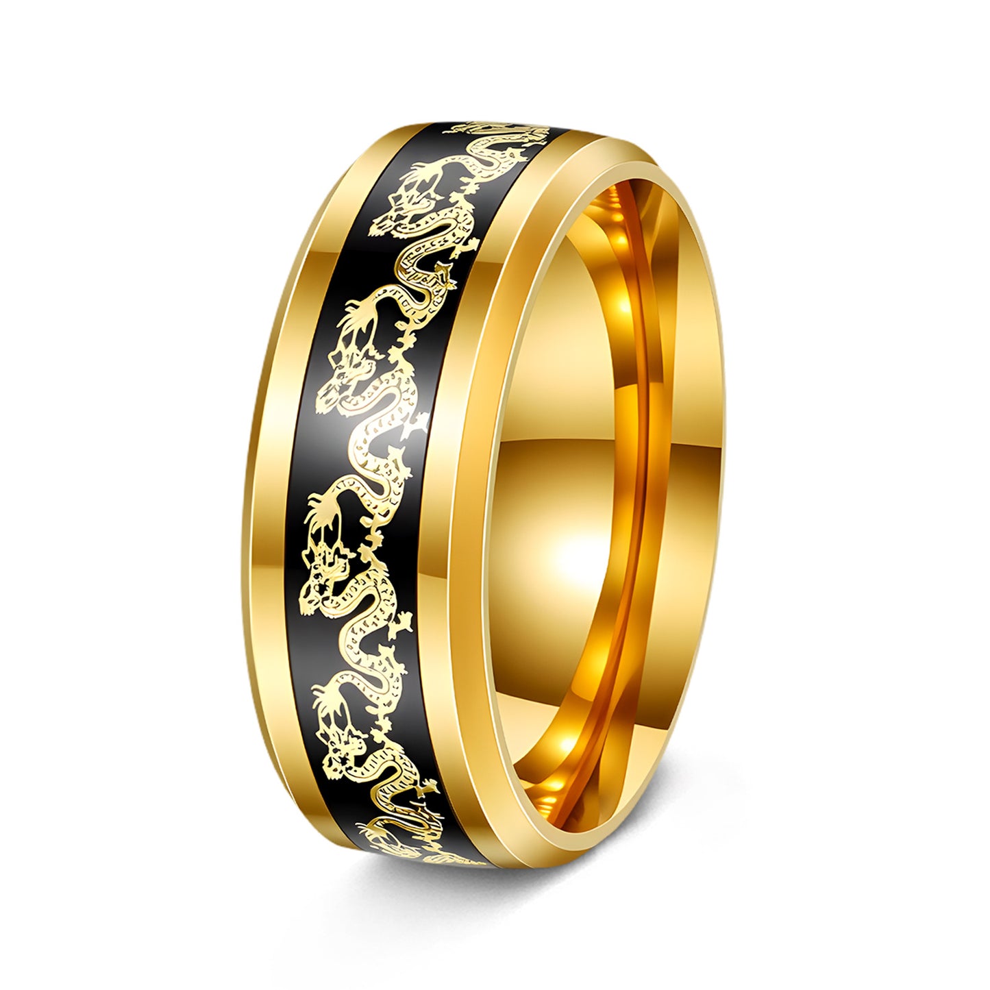 Planderful Everyday Genie Gold Plated Dragon Phoenix Couple Ring Unisex Wedding Band For Couples Size 6 To 12