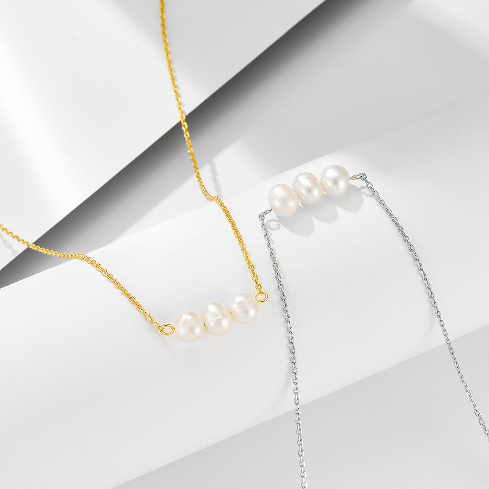 Natural Freshwater Pearl Necklace 925 Sterling Silver Sense