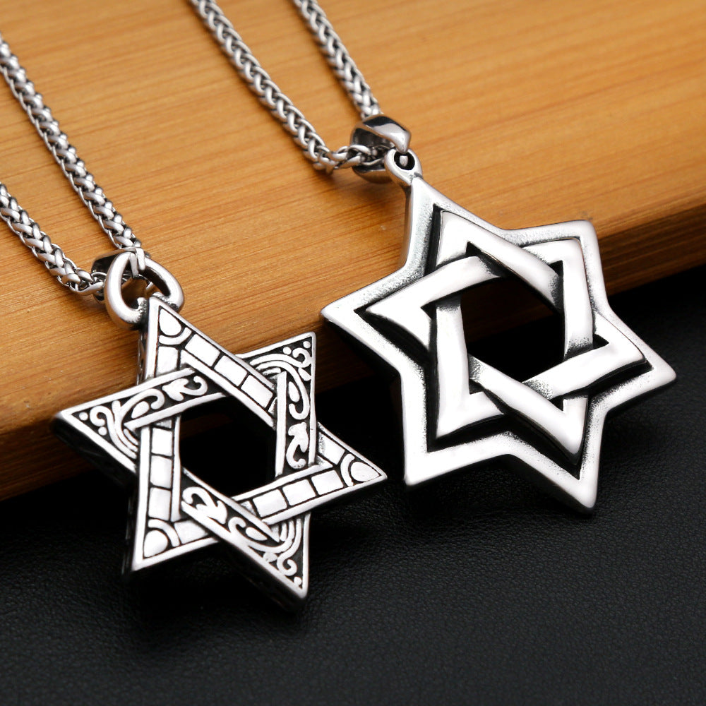 Viking Star Stainless Steel Men's Pendant Necklace