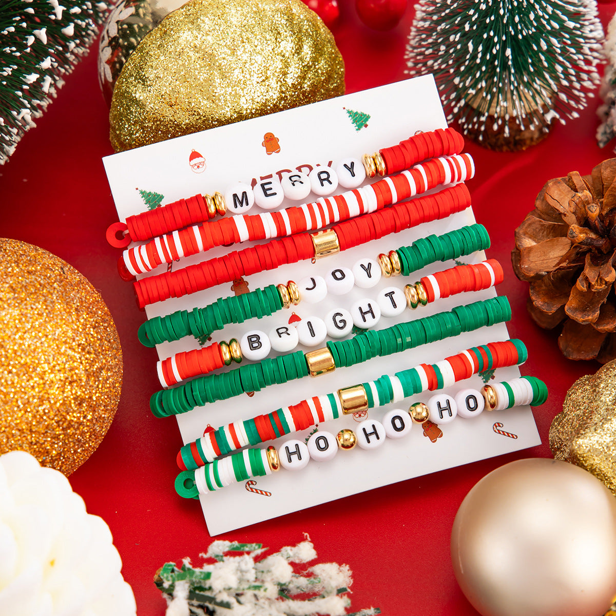 Planderful Collection Vienna Verve Elastic Beaded Christmas Bracelet For Women Gift For Her Festive Statement Jewelry