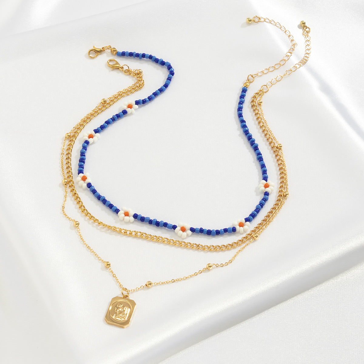 Planderful Vienna Verve Necklace Daisy Mix Portrait Retro Bead Chain For Women Statement Jewelry