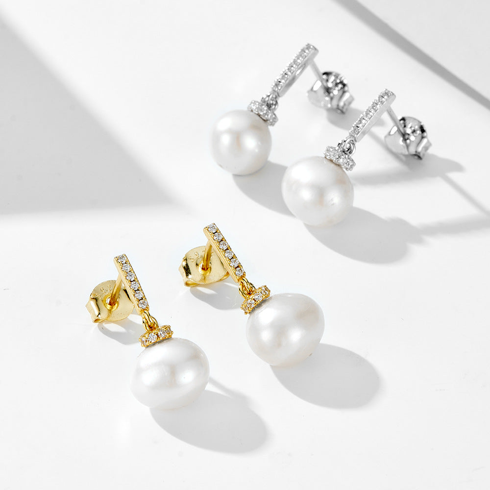 Planderful Pearl Pendant Earrings Sterling Silver 925 Versatile For Fashionable Women Influencers