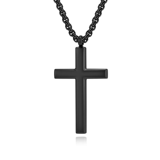 Planderful Titanium Cross Pendant Necklace Unisex Glossy Non Fading Jewelry For Everyday Wear