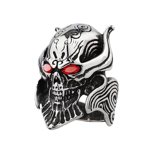 Planderful Mens Skull Ring Stainless Steel Retro Domineering Punk Hollow Skull Design Statement
