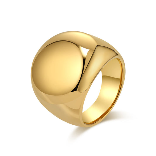 INS European and American Gold-Plated Stainless Steel Ring