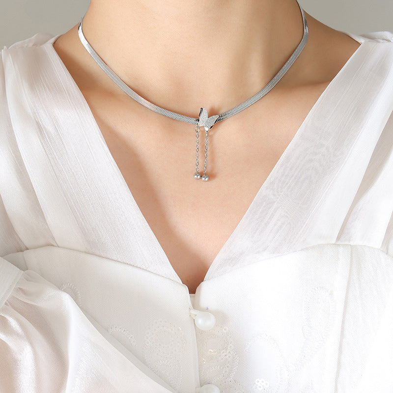 Enchanted Forest Butterfly Tassel Necklace - Unique Steel Ball Jewelry