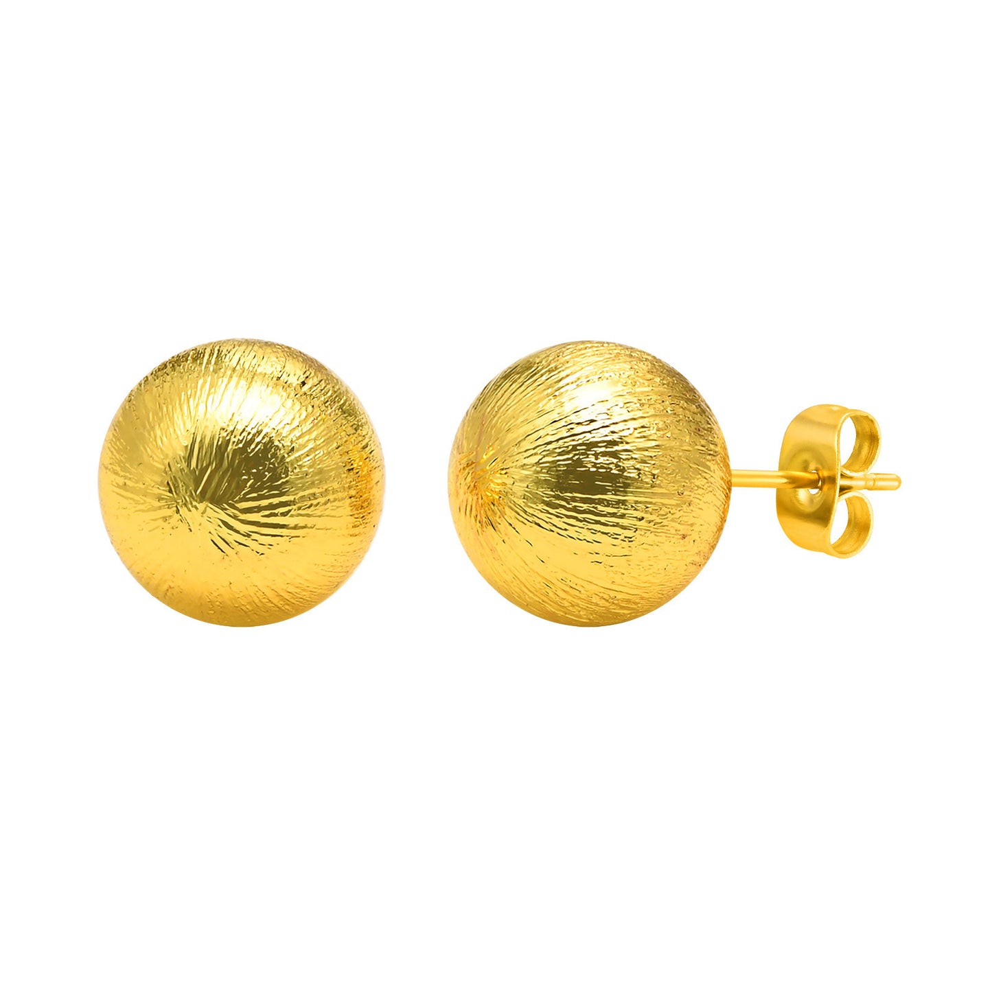 Round Ball Stud Earrings 18K Gold Women's Fashion Jewelry