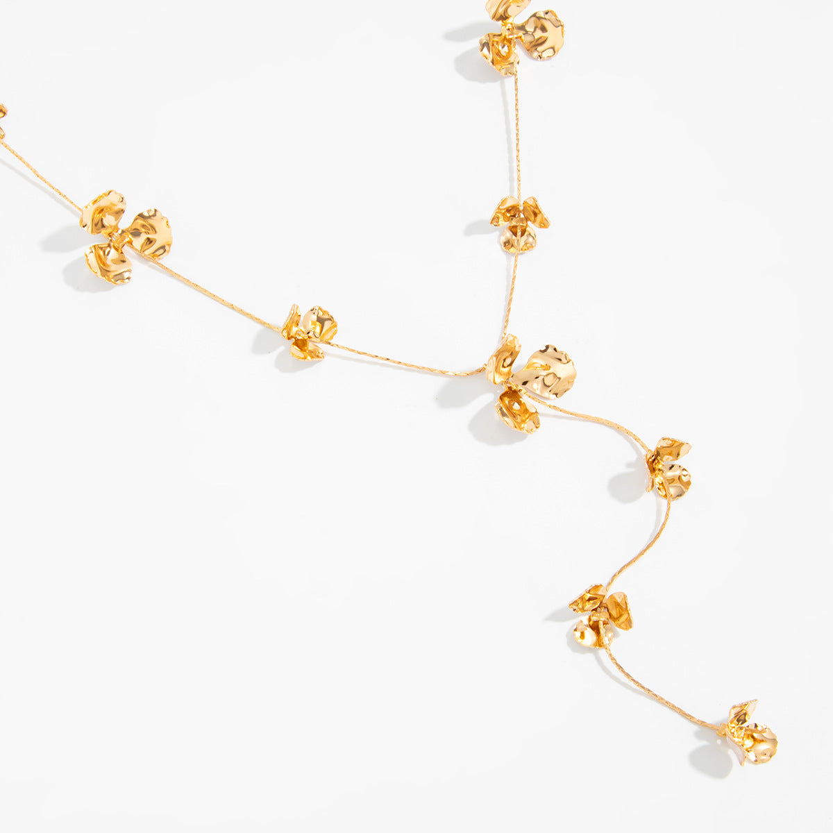 Embossed Flower Y-Shaped Snake Chain Necklace