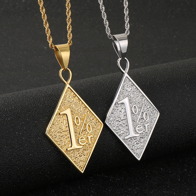 Planderful Rhombus Pendant Titanium Steel For Men Trending