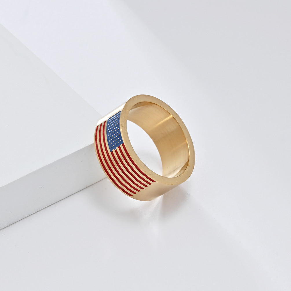 American Flag Titanium Steel Ring for Hipster Men