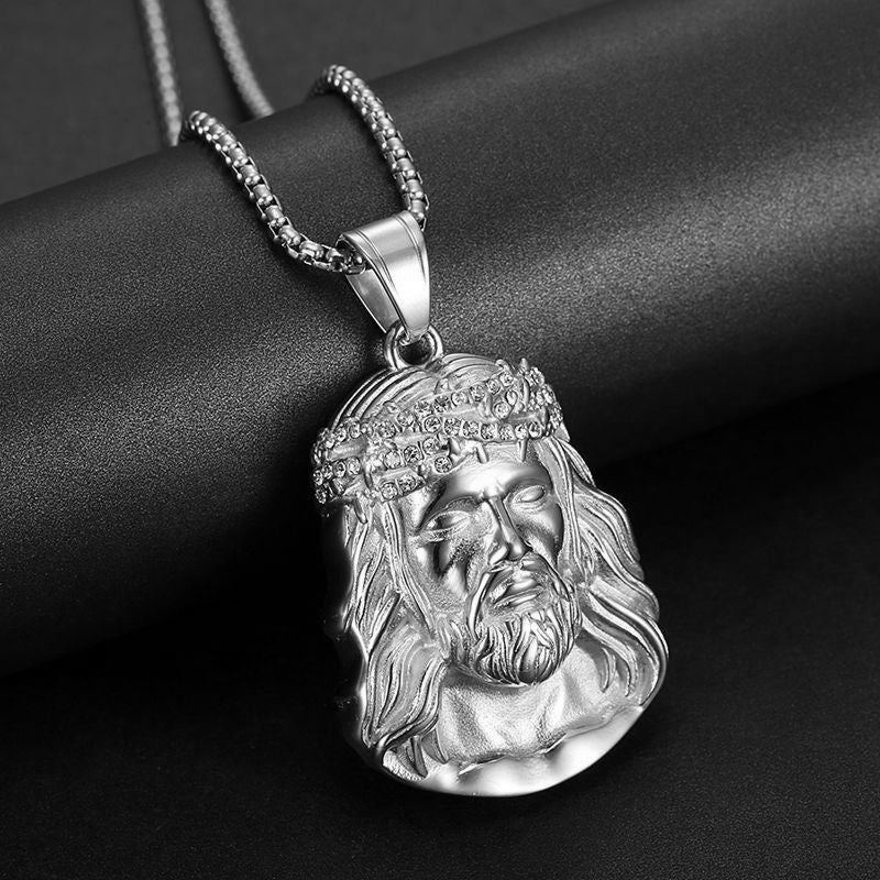 Planderful Everyday Genie Hip Hop Necklace Stainless Steel Avatar Pendant With Zircon For Men And Women