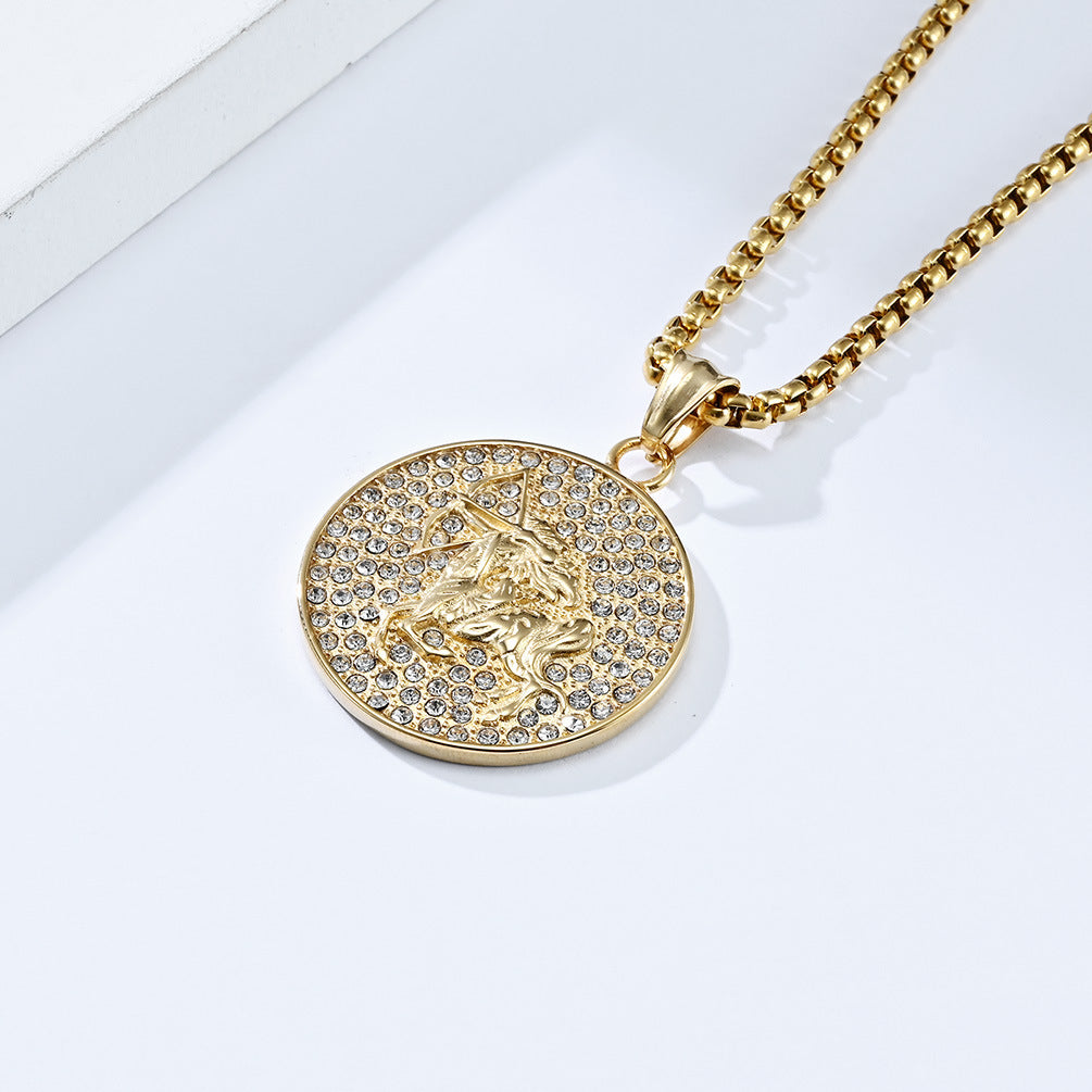Planderful Twelve Constellations Zircon Titanium Steel Pendant For Hip Hop Style Fans