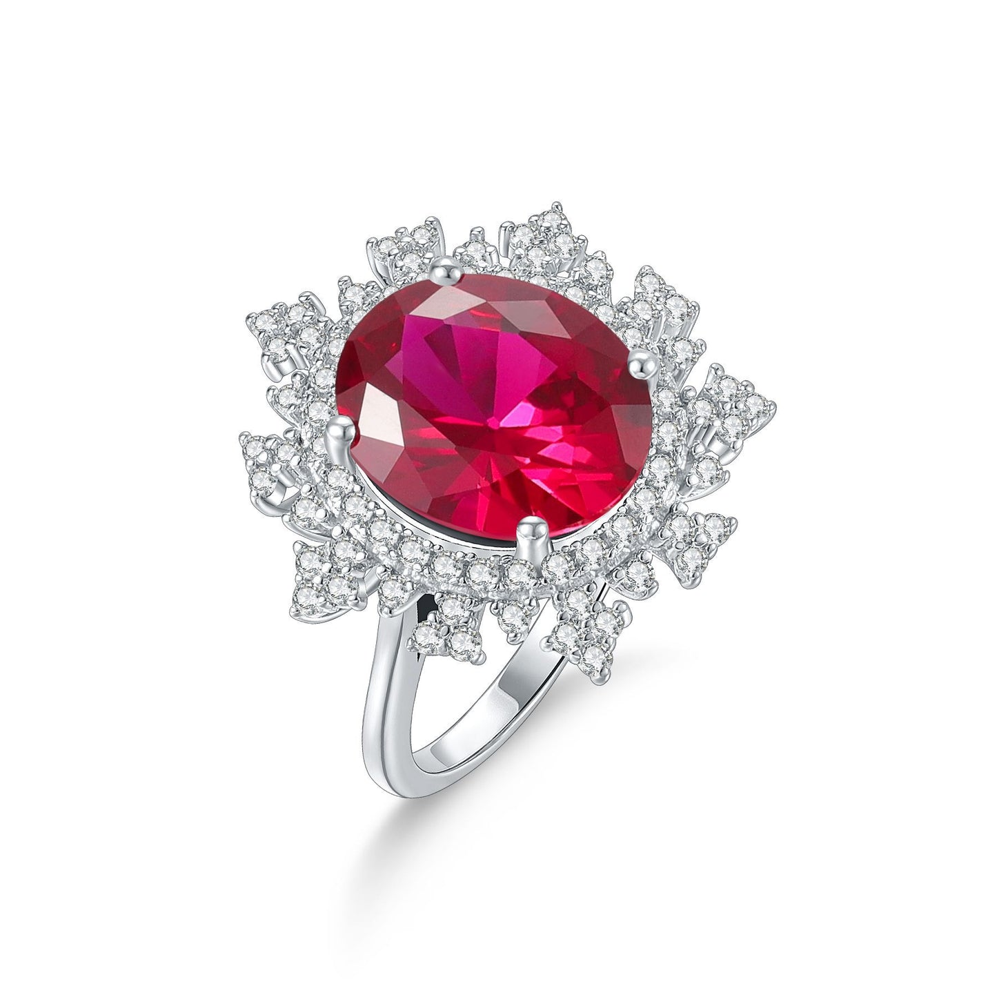 Classic Luxury 6.7 Carat Colored Treasure Ring S925 Silver Lab Grown Ruby