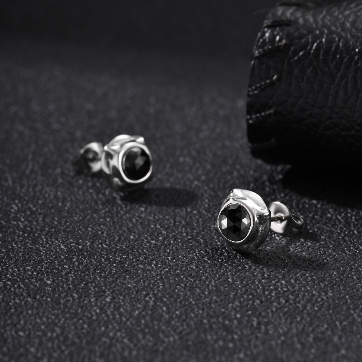 Stainless Steel Zircon Vintage Black Punk Earrings