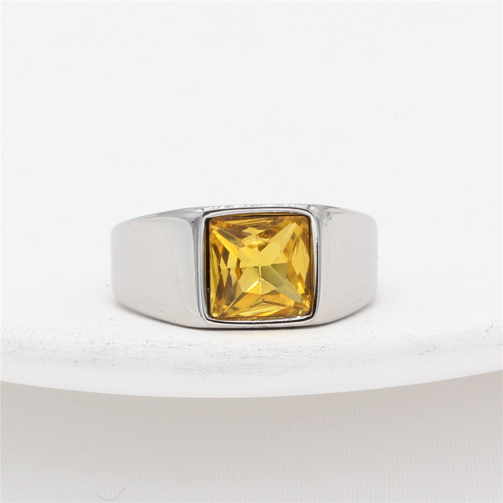Planderful Square Zircon Titanium Ring Unisex For Men And Women Minimalist Everyday Gear