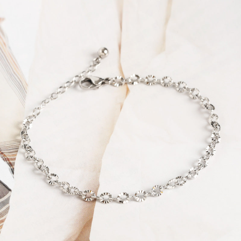 Planderful Jewelry Rose Gold Steel Bracelet Minimalist Baby's Breath Charm Everyday Korean Style