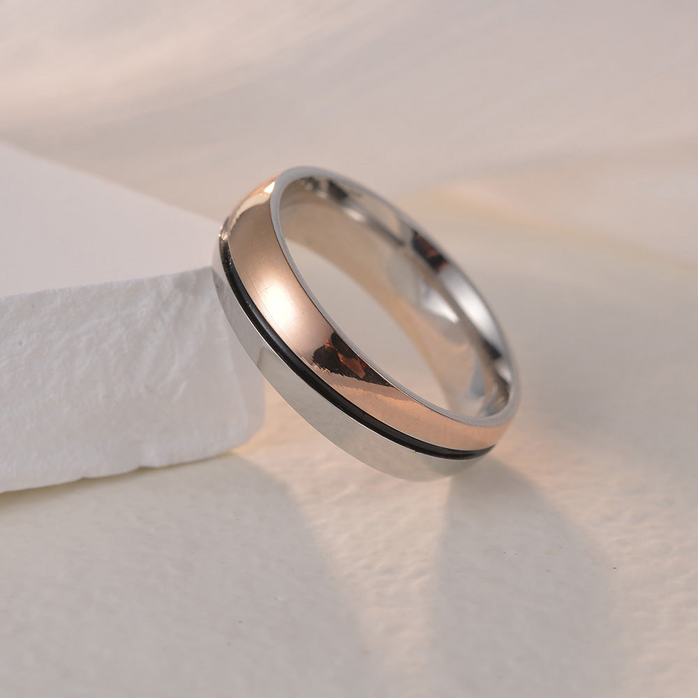 Elegant Titanium Steel Zircon Wedding Rings - Couple Set