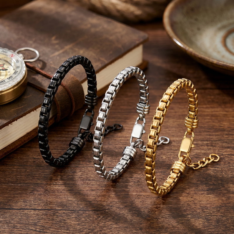 Stylish – Atmospheric Checkered Chain – Box Chain In Japan & South Korea Bracelet