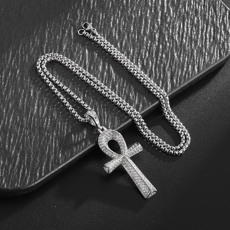 Planderful Everyday Genie Anka Pendant Necklace Stainless Steel Gold Plated Rhinestone For Women