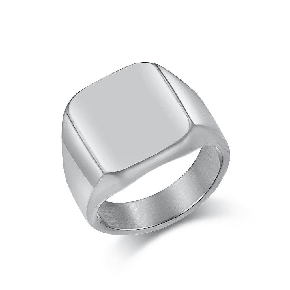 Planderful Tungsten Ring For Men Premium Smooth Square Seal Durable Gold Tone High End Jewelry