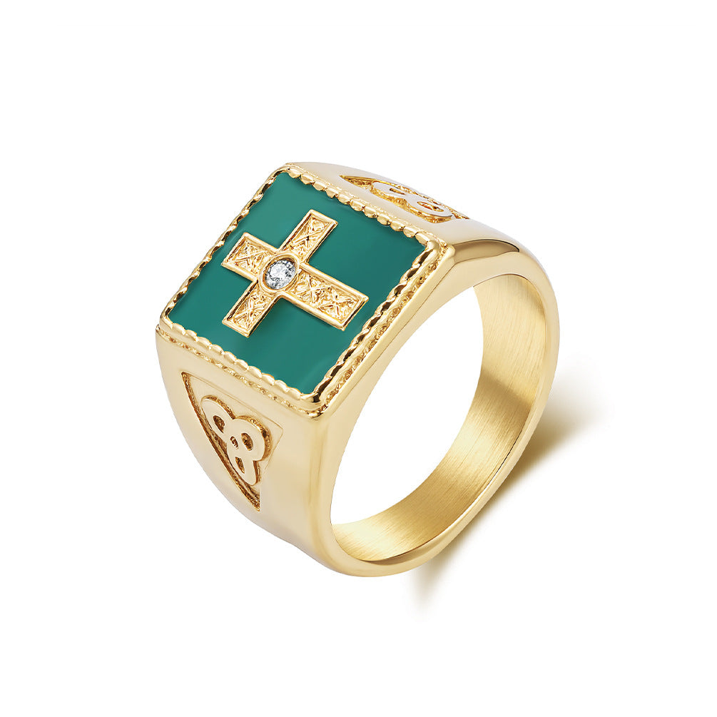 Steel Ring – Vintage Nordic Celtic Knot Cross Ring