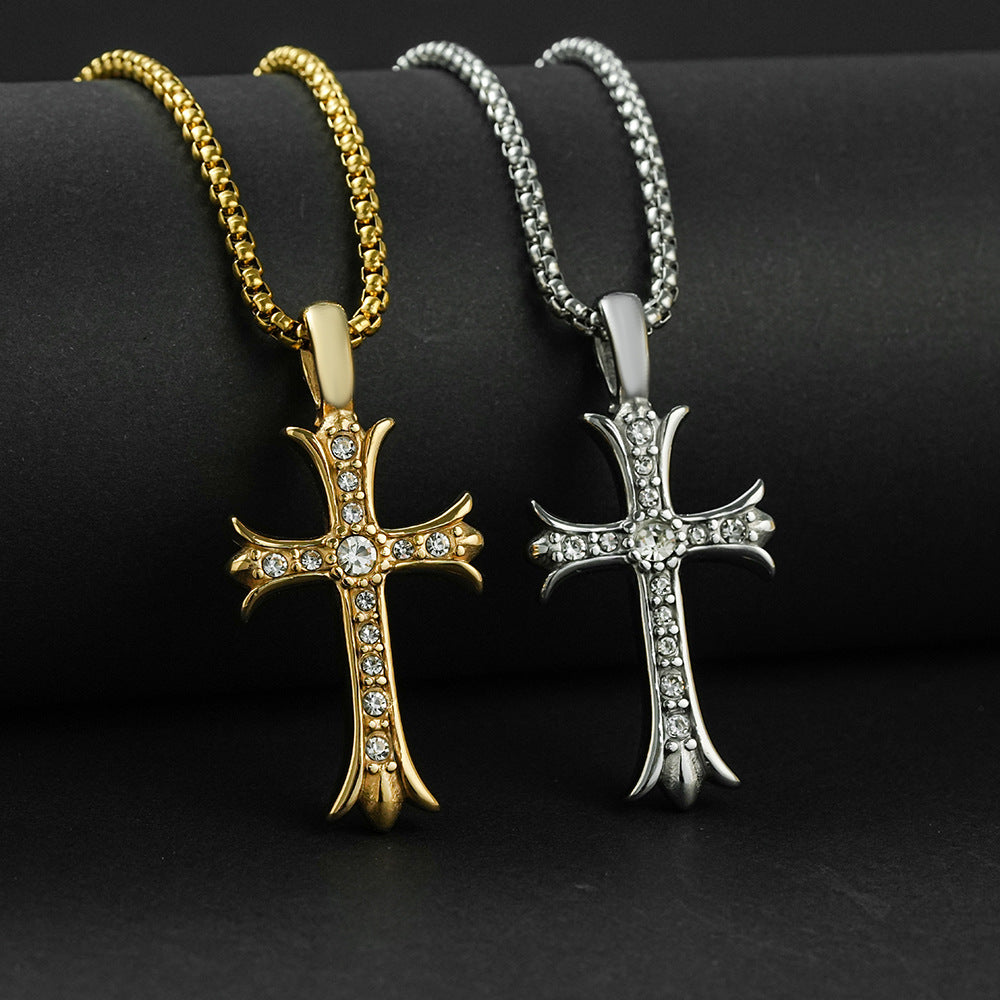 Planderful Everyday Genie Mens Cross Necklace Personalized Steel Hip Hop Fashion Accessory