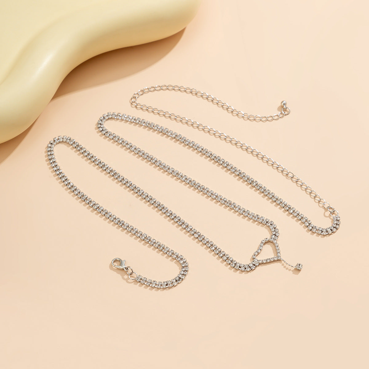 Fashionable Geometric Heart-shaped Chain Body Jewelry Set