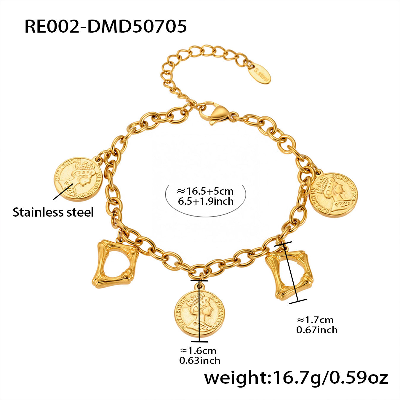 Planderful 26 Letters Queen Elizabeth Luxury Bracelet Women
