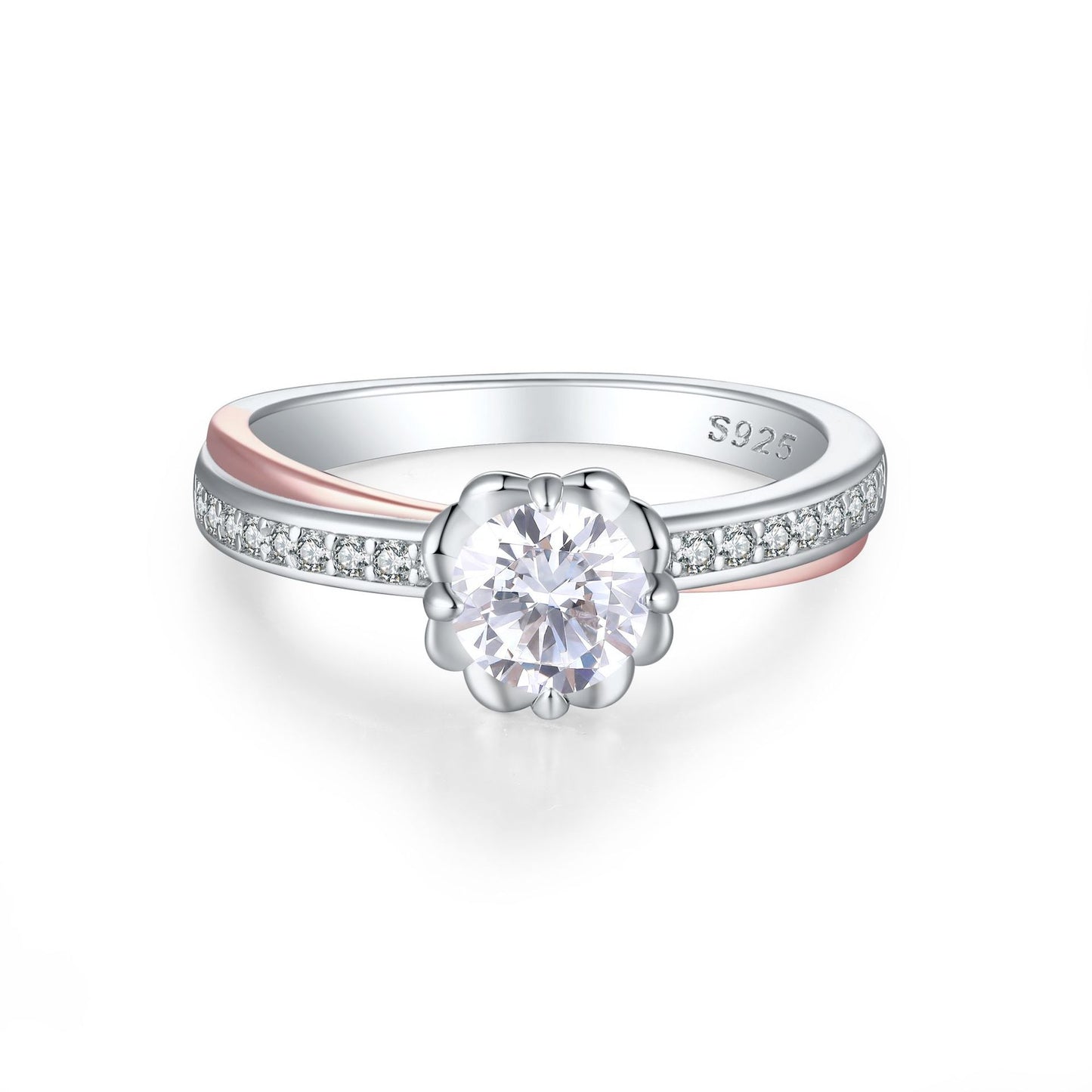 New Product 925 Sterling Silver Half-Body Color Separation Ring