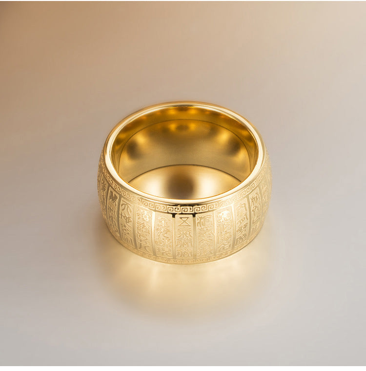 Retro Style Taiyi Gold Titanium Steel Ring for Men