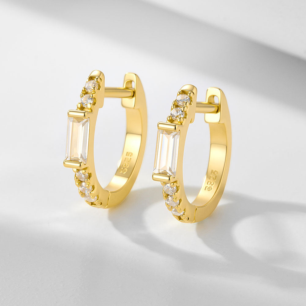 S925 Sterling Silver Zircon Earrings And Versatile Square Zircon Earrings, Ear Buckles, Ear