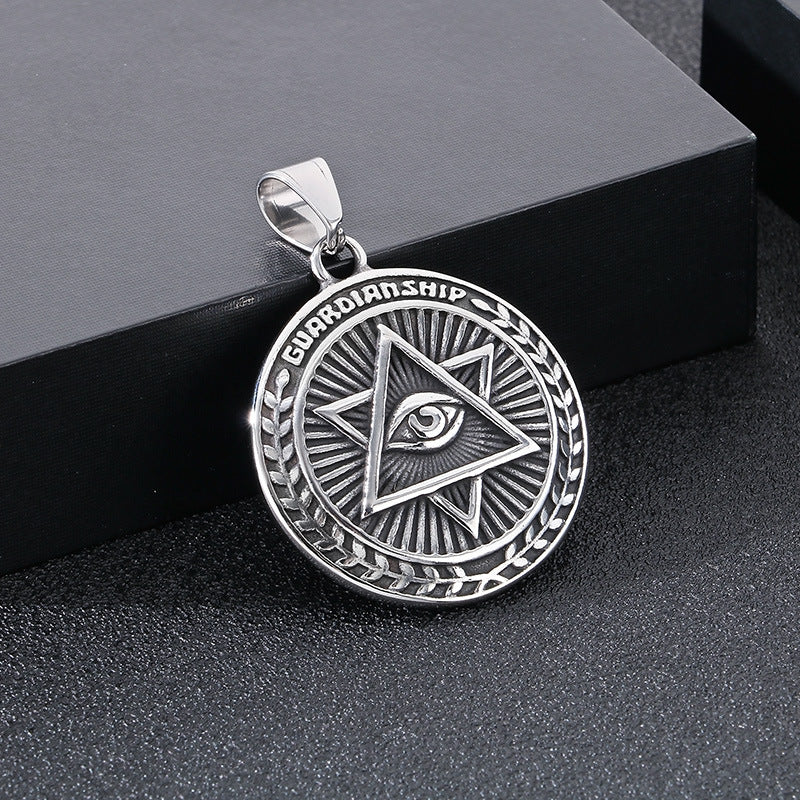 Popular Pendants, Punk Style Retro Freemasonry Hexagram Eye Of Horus Round Brand Men's Necklace