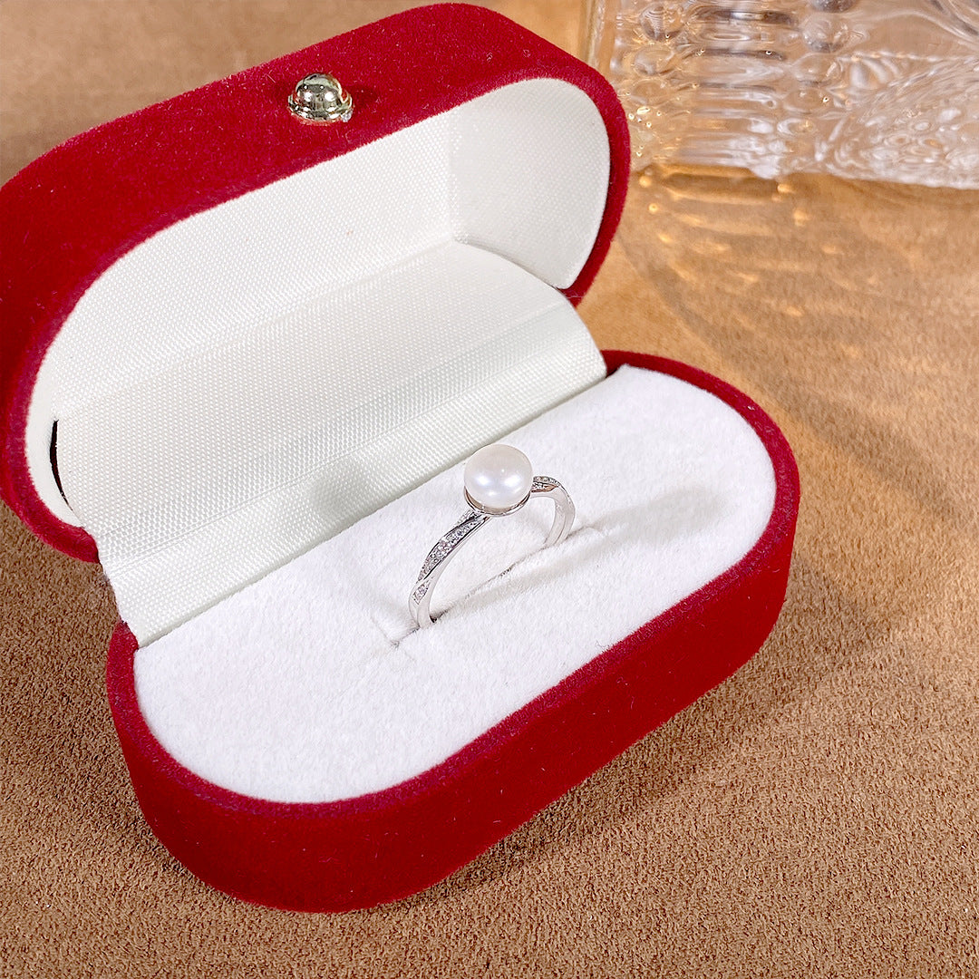 S925 Sterling Silver Freshwater Pearl Möbius Ring — Adjustable