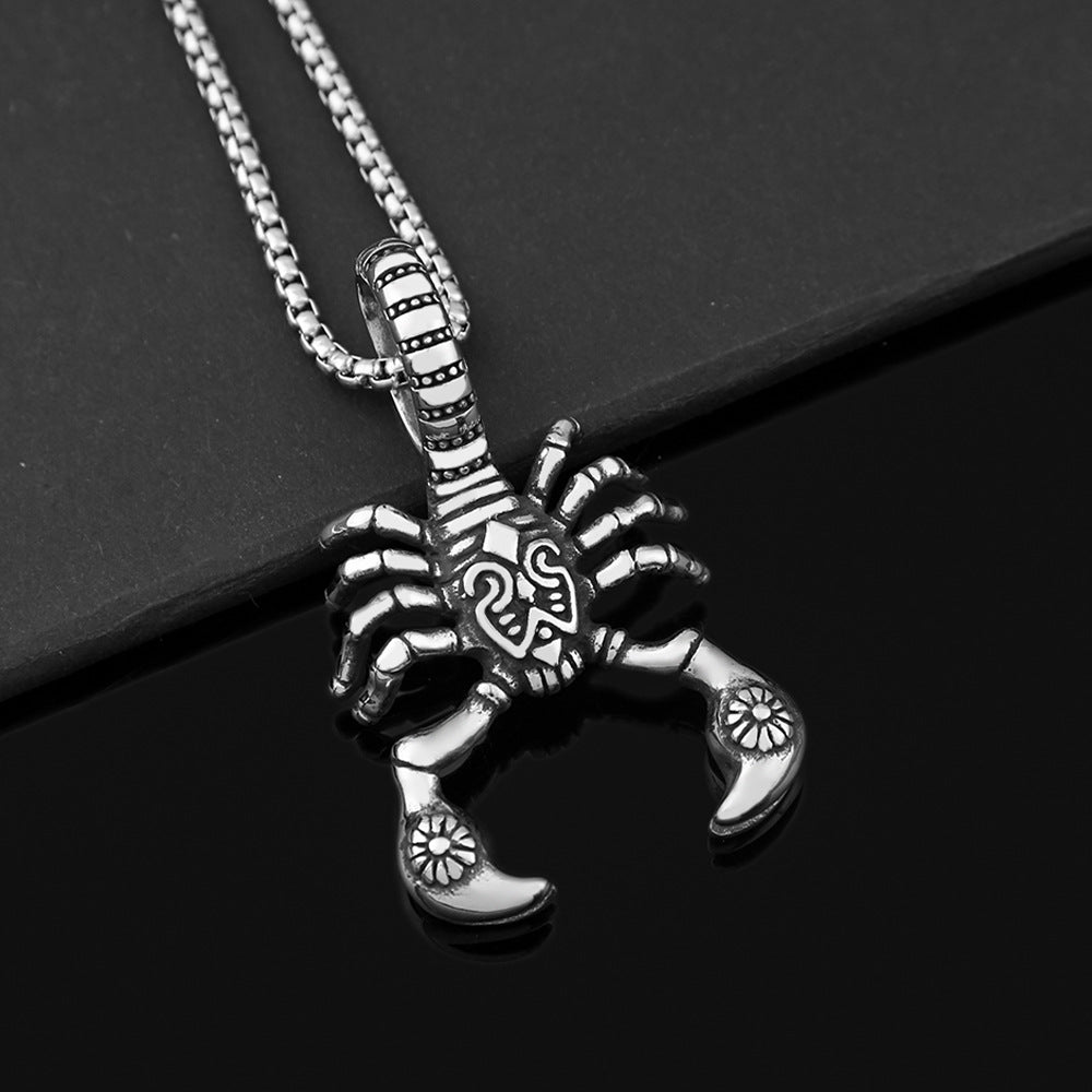 Gothic Retro Scorpion Men's Pendant Necklace in Titanium Steel