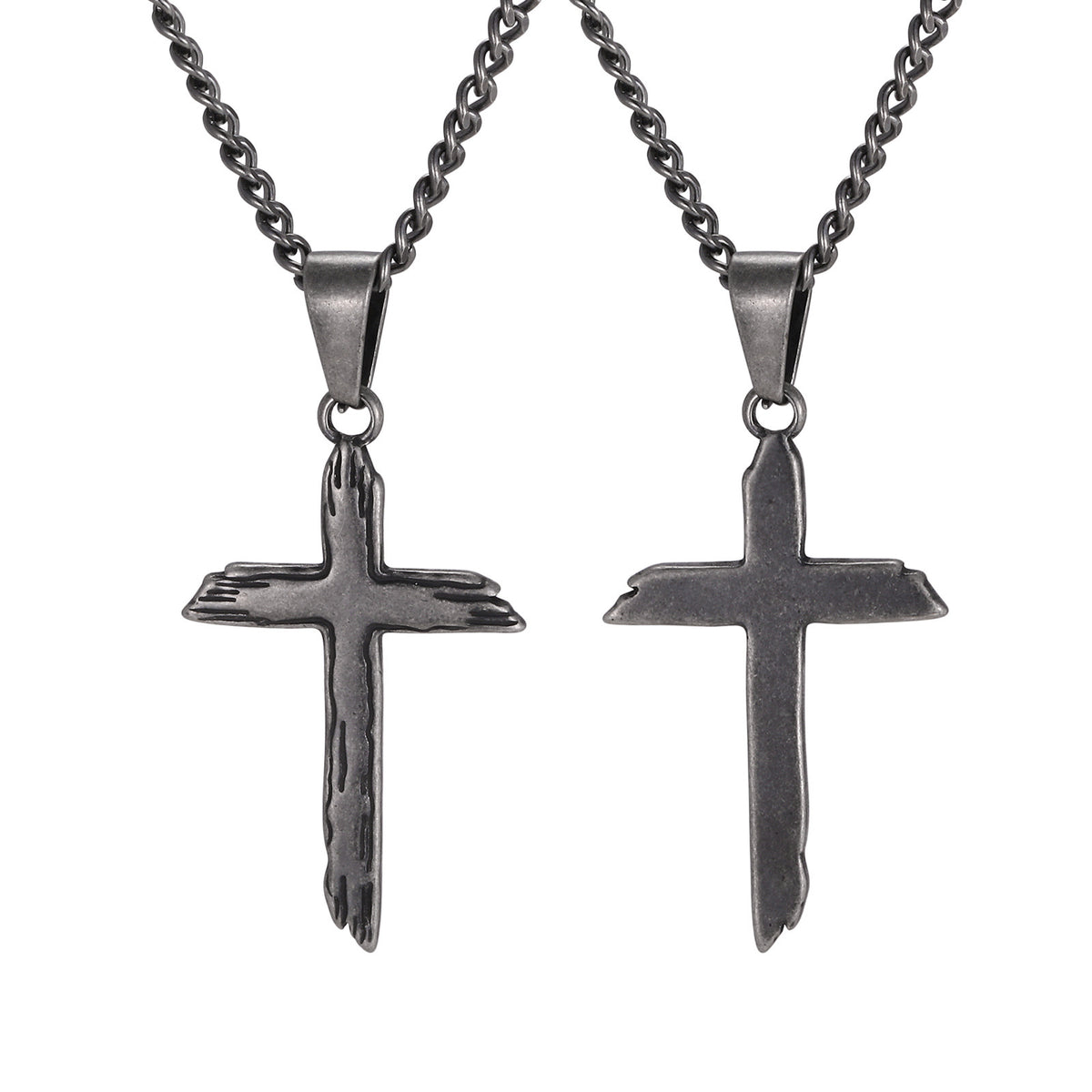 Europe – America – Japan & South Korea Stainless Steel Broken Cross Hip Hop Daily Necklace