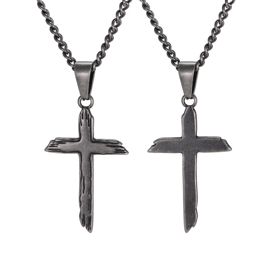 Europe – America – Japan & South Korea Stainless Steel Broken Cross Hip Hop Daily Necklace