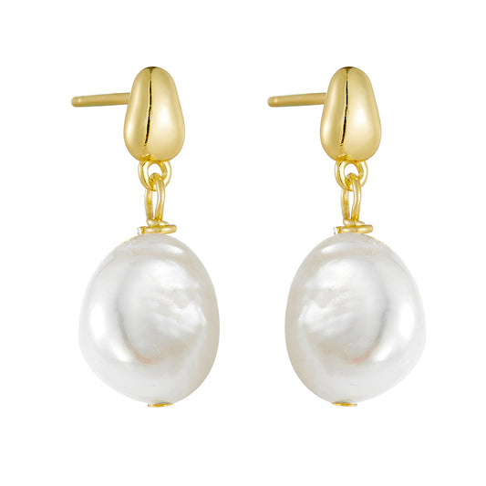 Planderful Pearl Native Natural Baroque Pearl Sterling Silver Drop Earrings For Elegant Women