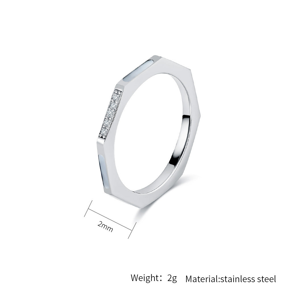 Planderful Zircon Inlaid Steel Ring For Women Everyday Genie Collection Romantic Light Luxury Hand Jewelry
