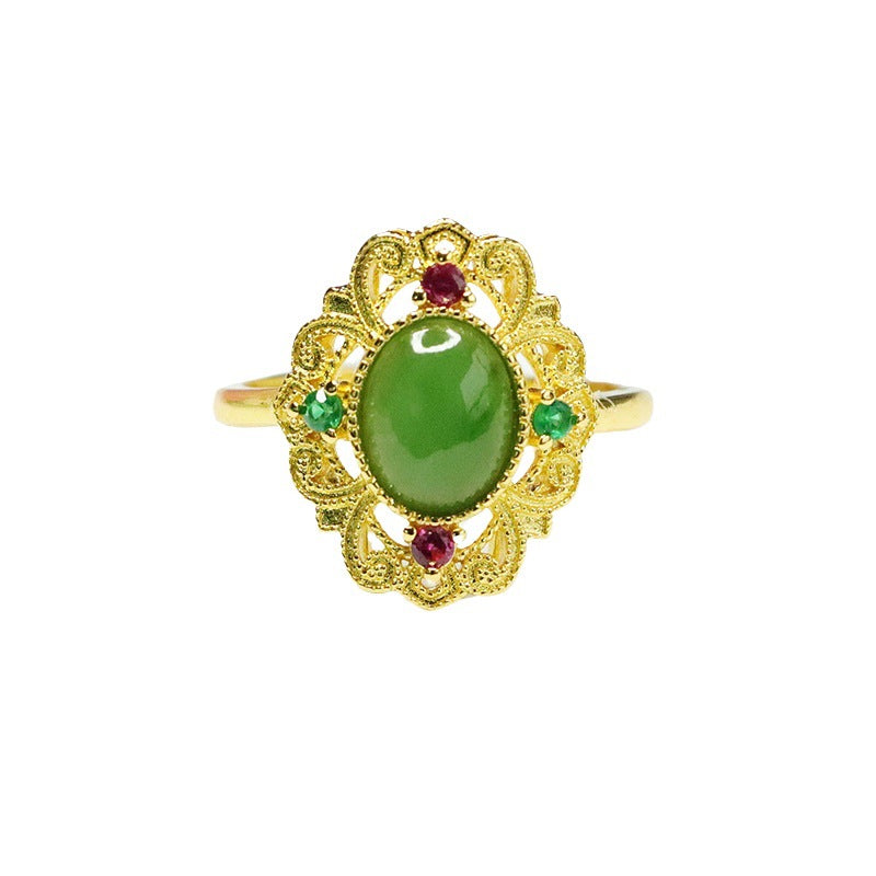 Hetian Jasper Vintage Openwork Ring