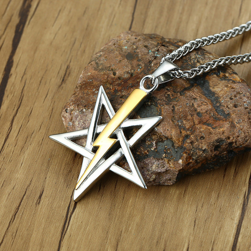 Hip-Hop Necklace Stainless Steel Five-Pointed Star Pendant